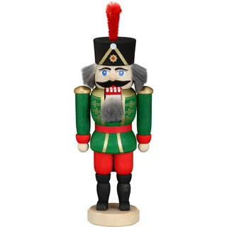 Nussknacker König Husar grün, 15 cm Hoch, Original Erzgebirge von Seiffener Volkskunst SV 11402/4