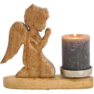 G. Wurm, Kerzenständer, Kerzenhalter Engel aus Holz, Metall Braun (B/H/T) (5 x 21 x 22 cm)