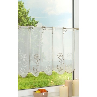 Scheibengardine von LYSEL® - Blümchen " (Bx H) 80cm * 60cm" beige/beige-weiß