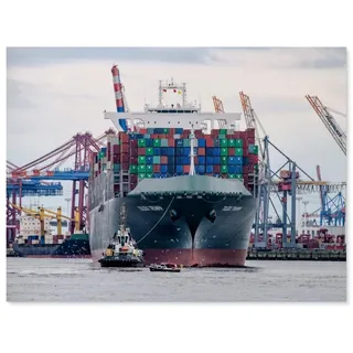 Puzzle 1000 Teile Landschaft Erwachsene Puzzle Holz Puzzle 3D Klassisches Puzzle,Das Containerschiff,DIY Moderne Kunst Hauptdekor(75x50cm)-AH4