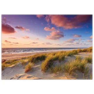 Wallario Teppich Abendspaziergang am Strand - Sonnenuntergang über dem Meer, rechteckig, rutschfest braun 50 cm x 70 cm