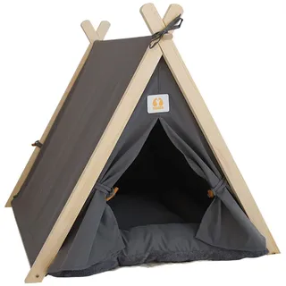 BEIJIALY Haustier-Tipi-Zelt für Hunde und Katzen, Weicher, Großer Raum, Tragbares Hundehütte für Den Innenbereich, Universelles Haustier-Zeltbett für Hunde(Grau)