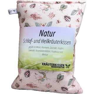 Kräuterkissen, Natur Schlaf- und Heilkräuterkissen,25x20cm, gefüllt mit 8 verschiedenen Heilkräutern,u.a.beruhigende Einschlafhilfe, Design Rosa Tierchen