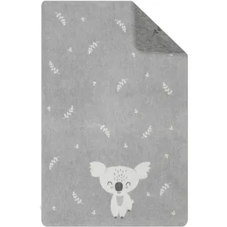 s.Oliver Kinderdecke 100x150 cm - Baumwollmix, Made in Germany, warm & waschbar, Kuscheldecke Kinder Koala grau