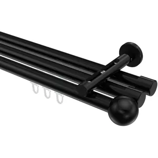 Interdeco Innenlaufgarnitur Siteno Luino 3-läufig Ø 20 mm 140 cm Schwarz