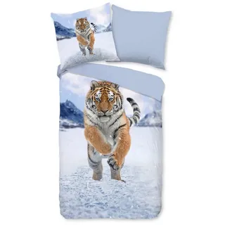 good morning Bettwäsche Flanell Bettwäsche 155 X 220 cm + 1- 80 X 80 cm Zelda bunt tiger in th, Baumwolle, 2 teilig, bettwäsche 155x220 baumwolle sale warm weihnachten 155x220 bettbezug bunt