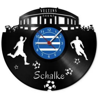 GRAVURZEILE Schallplattenuhr Schalke - 100% Vereinsliebe - Upcycling Design Wanduhr aus Vinyl Made in Germany