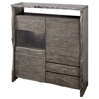 MASSIVMOEBEL24.DE Highboard 131 x 147 x 45 cm Grau