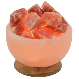 HAF Salzkristall-Tischlampe Salzlampe Salzkristallschale mit Salzkristallen inkl Fassung + Birne, Leuchtmittel wechselbar, Warmweiß/Rosa, Handgefertigt - jeder Stein ein Unikat rosa