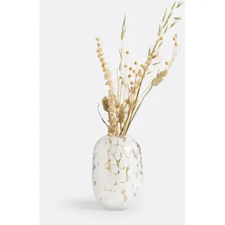 La Redoute Interieurs Vase Miaro Aus Glas Mit Fleckenmuster, H. 15 Cm Weiss/Goldfarben