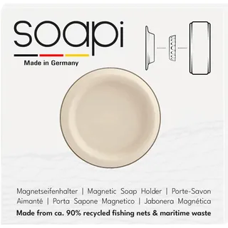 Soapi - Schwebender Seifenhalter Magnet zum Kleben - Wand Magnethalter für Seife - Ablage Seifenschale Magnetseifenhalter ohne Bohren/Saugnapf (1, Weiß)