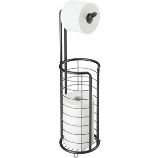 mDesign Toilettenpapierhalter stehend - moderner Papierrollenhalter fürs Badezimmer - rostbeständiger Klopapierhalter mit Stil - Mattschwarz