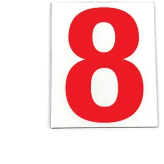 Magnetische Ziffer 8, rot auf weißem Hintergrund, 5 cm Höhe des Charakters
