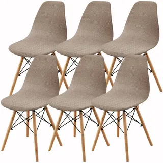 Domidekor Stuhlhussen – 6 STK. Stuhlbezug Beige – Hussen Für Skandinavische Stühle – Stretch Jacquard Fischgrät Stuhlbezüge – Universale für Esszimmer, Hotel, Bankett, Restaurant, Zuhause