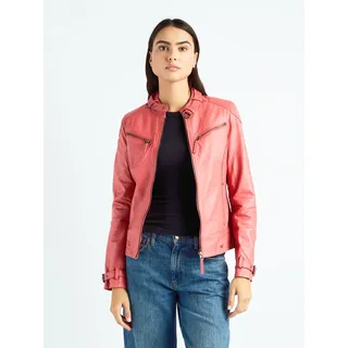 Lederjacke MAZE "31Ryana", Damen, Gr. 3XL, rot (coral), Obermaterial: 100% Lammleder. Futter: 100% Baumwolle. Ärmelfutter: 100% Polyester, Jacken