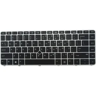 Silberfarbene Ersatz-Tastatur mit Hintergrundbeleuchtung für HP EliteBook 840 G3 840 G4 745 G3 745 G4 848 G3 (US-Englisch, Hintergrundbeleuchtung)