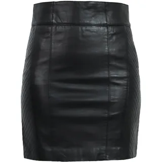 Minirock RICANO "Lederrock 1264 Skirt", Damen, Gr. S, schwarz, Obermaterial: 100% Lammnappaleder LANA., schmal, Röcke Minirock, Handgefertigt aus echtem Leder
