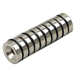 Böttcher-AG Magnete N35, silber, Neodym Magnet, Ø 18 mm, Höhe 4 mm, Scheibe gelocht, 10 Stück