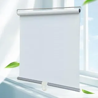 Feder Rollos Verdunkelungsrollos,Rollos Ohne Bohren,Hebbare Balkon-Sonnenschutz-Vorhänge,Sonnenschutz & Wärmedämmung,Temporäre Jalousien Mit Saugnäpfen, Individuelle,White-40x150cm(15.7x59in)