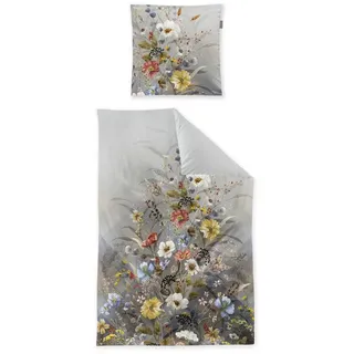 Irisette Bettwäsche Irisette Flausch Cotton Bettwäsche Zobel 8707-90 Blumen grau 135x200, Flausch-Cotton, 2 teilig blau|gelb|grau|grün|silberfarben