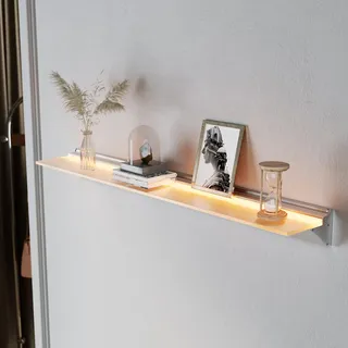 SONNI Wandregal mit Led Beleuchtung 80 cm, 8mm Gehärtetes Glas Schweberegale mit Gestensteuerung Schalter + 3 Einstellbare Lichtfarben + Dimmbar für Wohnzimmer, Flur, Schlafzimmer, Badezimmer
