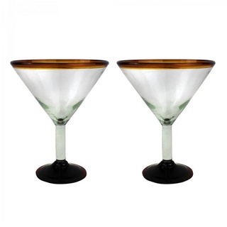 mitienda Cocktailglas Martini Gläser 2er Set Bernstein, mundgeblasen