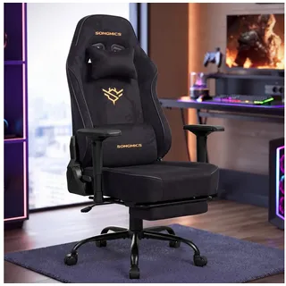 Songmics Gamingstuhl Wildlederimitat Schwarz