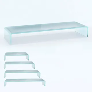 bijon TV Aufsatz Glas Bildschirm-Erhöhung | PC Monitor-Erhöhung | Schreibtisch-Aufsatz für Laptop, (B/T/H) 900x300x130mm - Satin