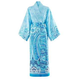 Bassetti Kimono MERGELLINA, midi, Baumwolle, Gürtel, aus satinierter Baumwolle mit Paisleymuster blau L-XL