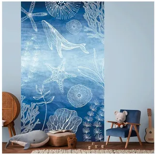 Profhome 770601-GU Fototapete Kindertapete Blau Saphir-blau Weiß 1,59 m x 2,8 m