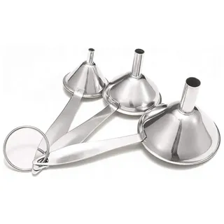 Küchentrichter Aus Edelstahl, Kleiner Trichter Mit Langem Griff, Mini-flachmanntrichter (3er-set, Silber)
