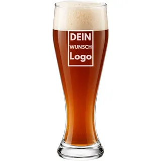 Personalisiertes Weizenglas mit Logo Gravur – Bierglas 0,5L individuell – eigenes Logo hochladen – Lasergravur spülmaschinenfest – Geschenk für Männer, Firmen, Vereine, Events