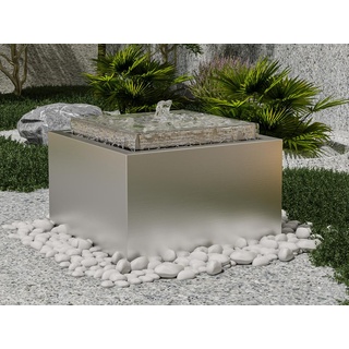 Außenbrunnen aus Edelstahl - H 34 cm - Silberfarben - TILAPIA