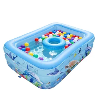 Kinderpool | 140 x 90 x 43 Zentimeter Rechteckig, Tragbar | Aufblasbarer Kinderpool zum Planschen,Für Garten Outdoor Sommer Schwimmparty Camping Kinder Mädchen im Alter von 1-4 Jahren