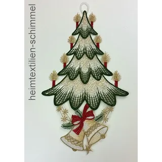 PLAUENER STICKEREI Fensterbild WEIHNACHTEN Winter WEIHNACHTSBAUM Deko TANNENBAUM