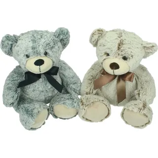 Betz Plüschtier Set KLEINE TEDDYS 2 Stück Plüschtiere Kuscheltiere Stofftiere Farbe grau und braun
