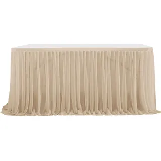 WWQQKJ Tüll-Tischrock, romantischer, Flauschiger Tüll-Schreibtischgaze for Kuchen, Geburtstage, Taufen, Hochzeitstische, Weihnachtsdekoration (Color : Champagne 1, Size : 6FT/183x77cm)