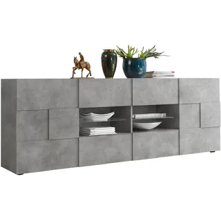 Sideboard HOME AFFAIRE "Dama Breite 241, Kommode 2 Türen u. 4 Schubkästen, Anrichte", grau (beton, optik), B:241cm H:84cm T:42cm, Sideboards, Sideboard, Front in 3D-Optik, viel Stauraum, verschiedene Farben