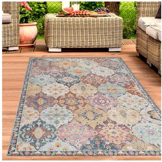 Carpetia Outdoorteppich In- und Outdoor, rechteckig, Höhe: 5 mm, mit orientalischem Vintage-Ornamentmuster rot 120 cm x 170 cm x 5 mm