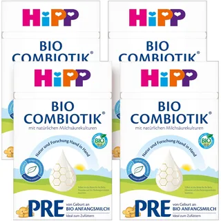 HiPP PRE Bio Combiotik (4 x 600g) | Von Geburt an, Natürliche Milchsäurekulturen
