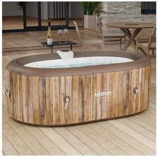 Arebos Whirlpool BERGEN aufblasbar für 2 Personen mit 90 Massagedüsen, (Komplett-Set, 190 x 120 cm), für Outdoor & Indoor braun