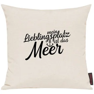 Shirtinstyle Sofakissen Mein Lieblingsplatz Ist Das Meer, Größe 40 x 40cm, Farbe Elfenbein