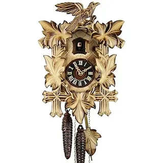 Kuckucksuhr Original Schwarzwälder Kuckuckuhr Echtholz mechanisches 1-Tag Laufwerk NEU VDS Zertifikat Hönes -Geflammt 28cm- 100/2GE