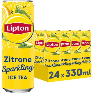 Lipton Ice Tea Sparkling Lemon, Eistee mit Kohlensäure und Zitronen Geschmack, EINWEG Dose (24 x 0.33 l) (Verpackungsdesign kann abweichen)
