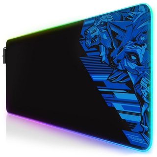 Titanwolf Gaming Mauspad, RGB Mousepad XL, 800 x 300 mm, verbessert Präzision & Geschwindigkeit blau|schwarz