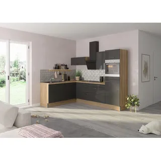 OPTIFIT Winkelküche L-Form 270 cm Anthrazit-Wildeiche