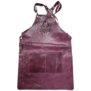 Rock'n'Rubs Grillschürze Leder Lila Lederschürze Grillzubehör Grillbekleidung