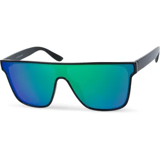 Stylebreaker Shield Sonnenbrille in schwarz, / Grün-Blau verspiegelt | Gr.: onesize