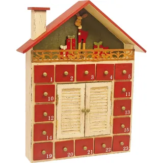 Adventskalender „Winterhütte“ aus lackiertem Holz, ideale Dekoration für die Weihnachtszeit, einfach und nachhaltig jedes Jahr wiederverwendbar