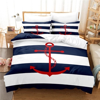 LUYAPOND Bettwäsche 135x200 Marinefarbener Anker Bettwäsche Set für Kinder, Mikrofaser Bettbezüge, 1 Bettbezug mit Reißverschluss + 1 Kissenbezug 80x80 cm